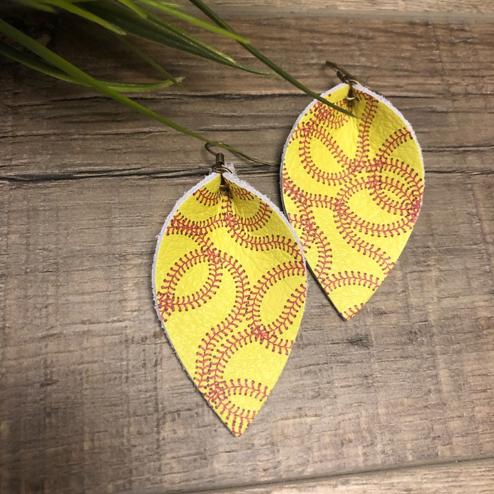 Softball Leather Earrings